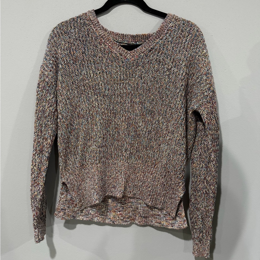 Boho Maurice’s Marled Knit V-Neck Sweater with Cutout Back Medium